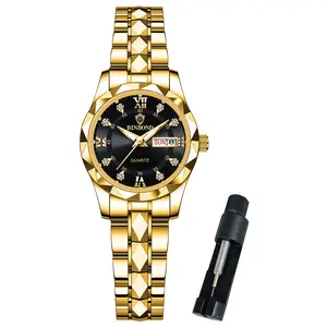 BINBOND Womens Watch Fashion Gift  Casual Quartz  Diamond Stainless Steel Waterproof Luminous Day-Date Watch Ladies Wrist Watch L2521