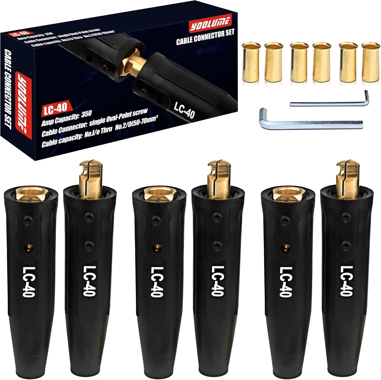 Welding Lead Connectors, 3 Pack LC-40 Welding Cable Connector, Positive Cam Twist-Lock Insulated Connector Pair(Male/Female), Welder Lead Connectors, Welder Cable Connectors, Welding Lead Ends