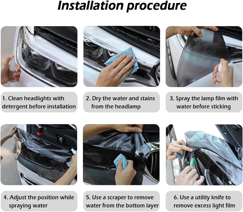 1 X 5ft Car Light Tint Film, with Squeegee & Cutter Cuttable&Stretchability Car Headlight Taillight Fog Light Vivid Vinyl Wrap Protector,Non-Marking Self-Adhesive Decals Car Decor Red/Black/Blue