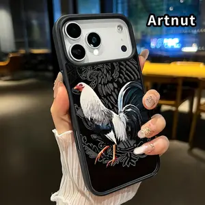 Magnetic Phone Case for iphone 17 Pro Max 16 Plus 15 14 13 12 11 XR Air E Majestic Rooster Acrylic Back Matte TPU Edges Full Body Coverage Ultra Slim Back Cover Gift for Boy