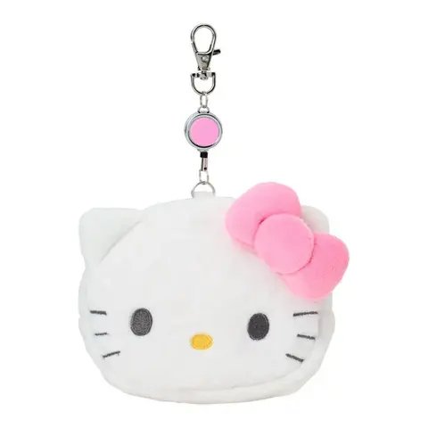 Hello Kitty Plush ID Badge Holder with Cute Lanyards, Compact Reel (Approx. 6 X 2.7 X 4” Inches) for All Ages’ Luggage, Daily Adventures, Women’s Bags & Wallets