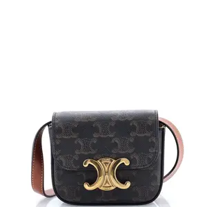 Pre-owned Celine Canvas Coated Shoulder Bags Triomphe Shoulder Bag Triomphe Coated Canvas Mini by Rebag