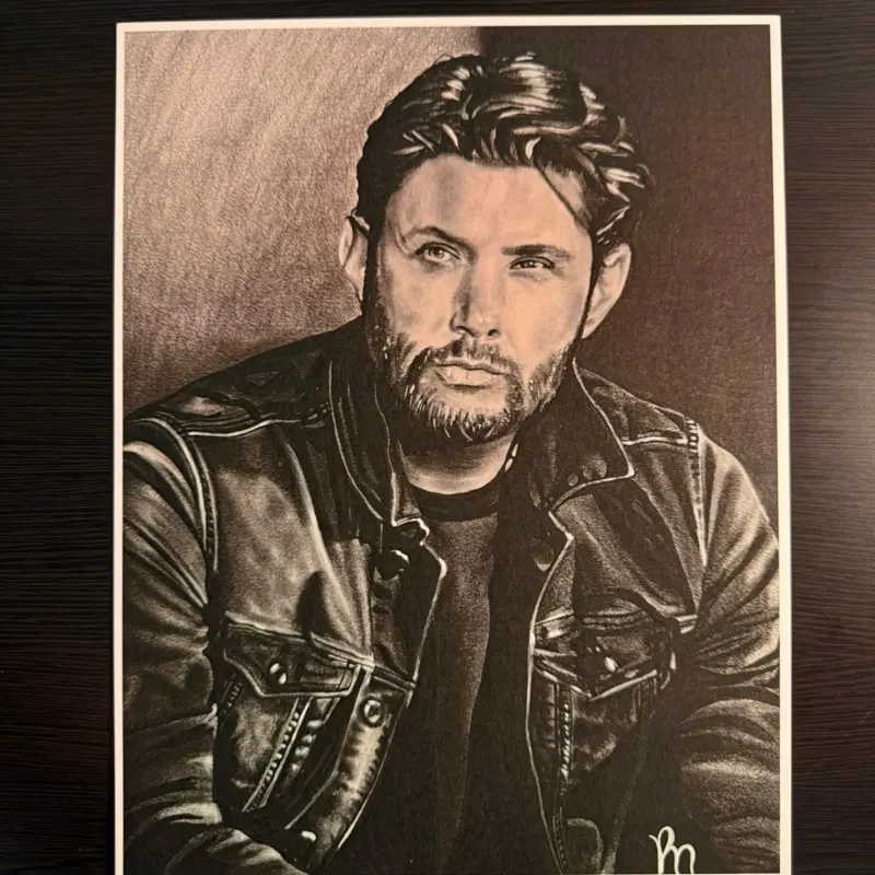 Jenson Ackles Dean Winchester Charcoal Art Print