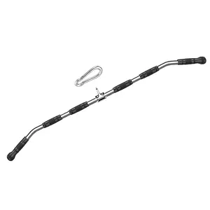 47In Solid LAT Pull Down Bar Attachment, Deluxe Revolving Bar with Full Rotation and Rubber Handle for Gym, Strength Workout Accessories, Muscle Building