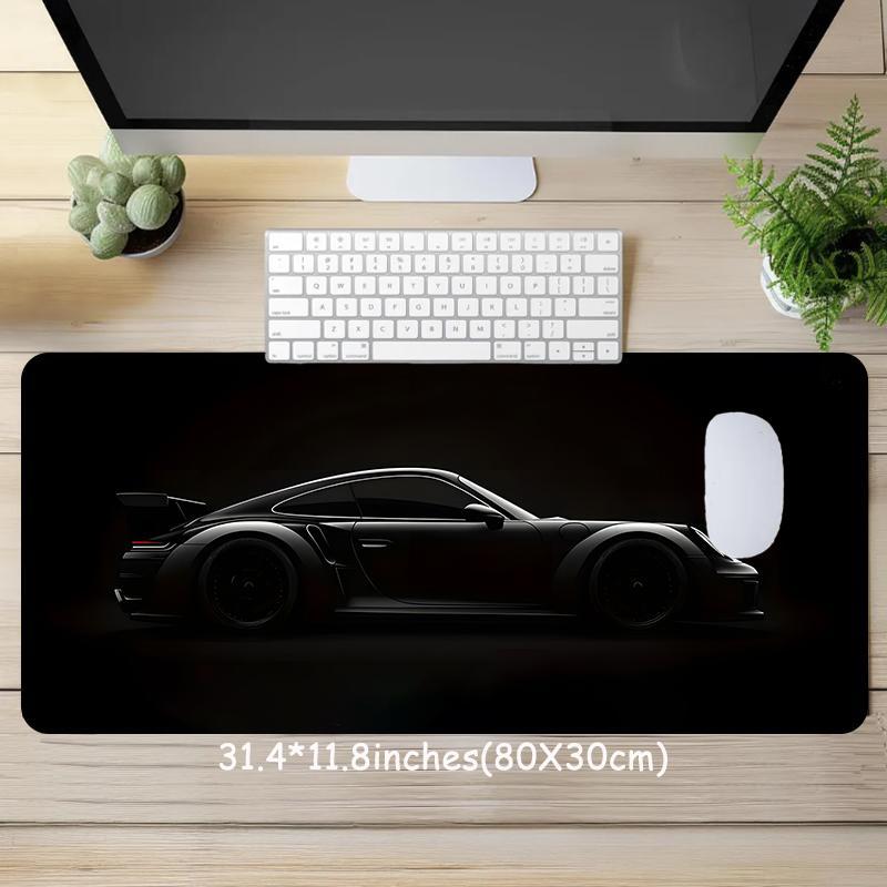 Black Luxury Sports Car Large Gaming Mouse Pad, Aesthetic Desktop Decoration Drotection Pad, Washable Rubber Pad Non-Slip Lock Edge Multi-Size Universal Mouse Pad Suitable For Home Office, Good Gift for Family and Friends, Non Slip Mousepad