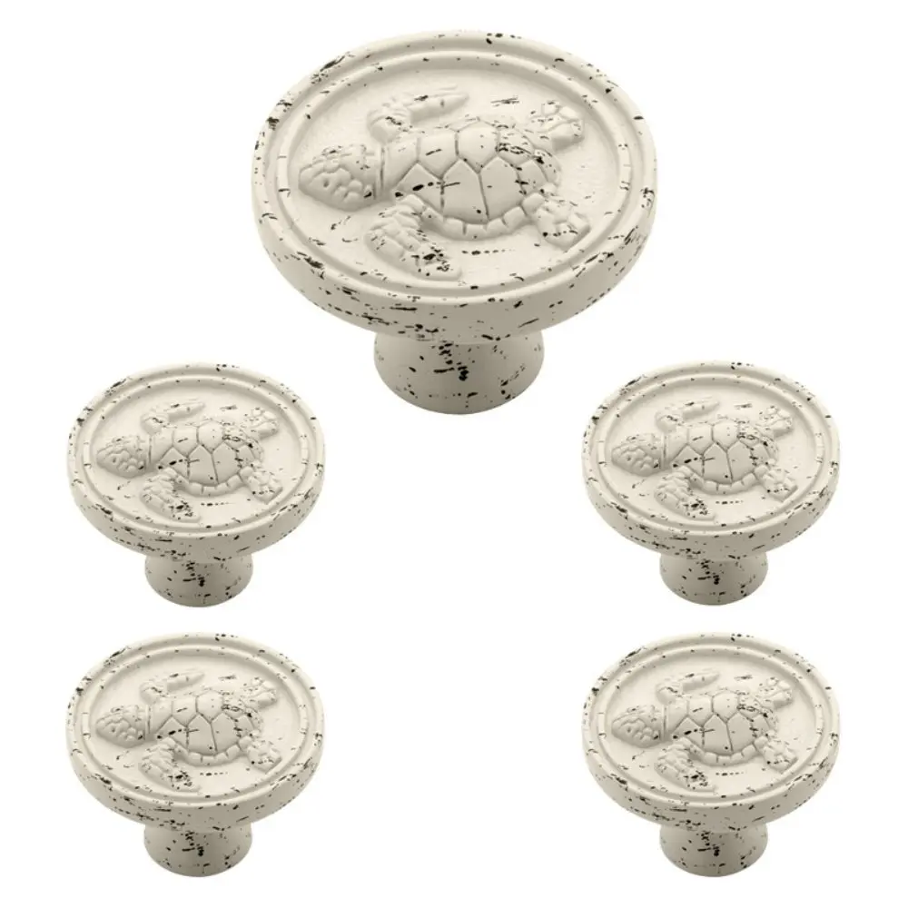Seaside Cottage Turtle (5-Pack) Cabinet Knobs Vintage White Hardware for Kitchen  Drawer Pulls Dressers Closet Door 1-7/16" PBF656C-254-C1