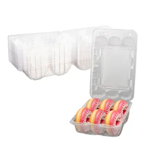 MT Products Clear Plastic Donut Containers with Hinged Lid - Made in the USA