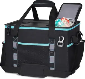 Soft Cooler Bag with Hard Shell & 2 Cup Holders, Portable 40L/70 Cans Collapsible Cooler Bags Insulated with Leakproof for Travel, ice chests and Cooler Lunch Box for Beach Camping Picnic