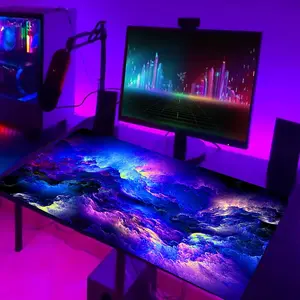 Modern Galaxy Pattern Desktop Decorative Mat, UV Reaction Desktop Mat, Fluorescent Decorative Mat for Home Office, Unique Rugs, Game Rug