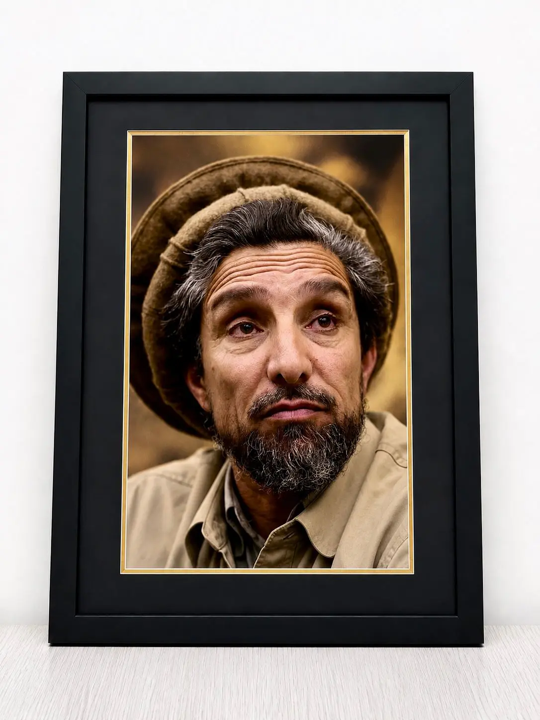 HURA Framed Wall Art Portrait Print For Home and Office Decor Black and Gold Frame