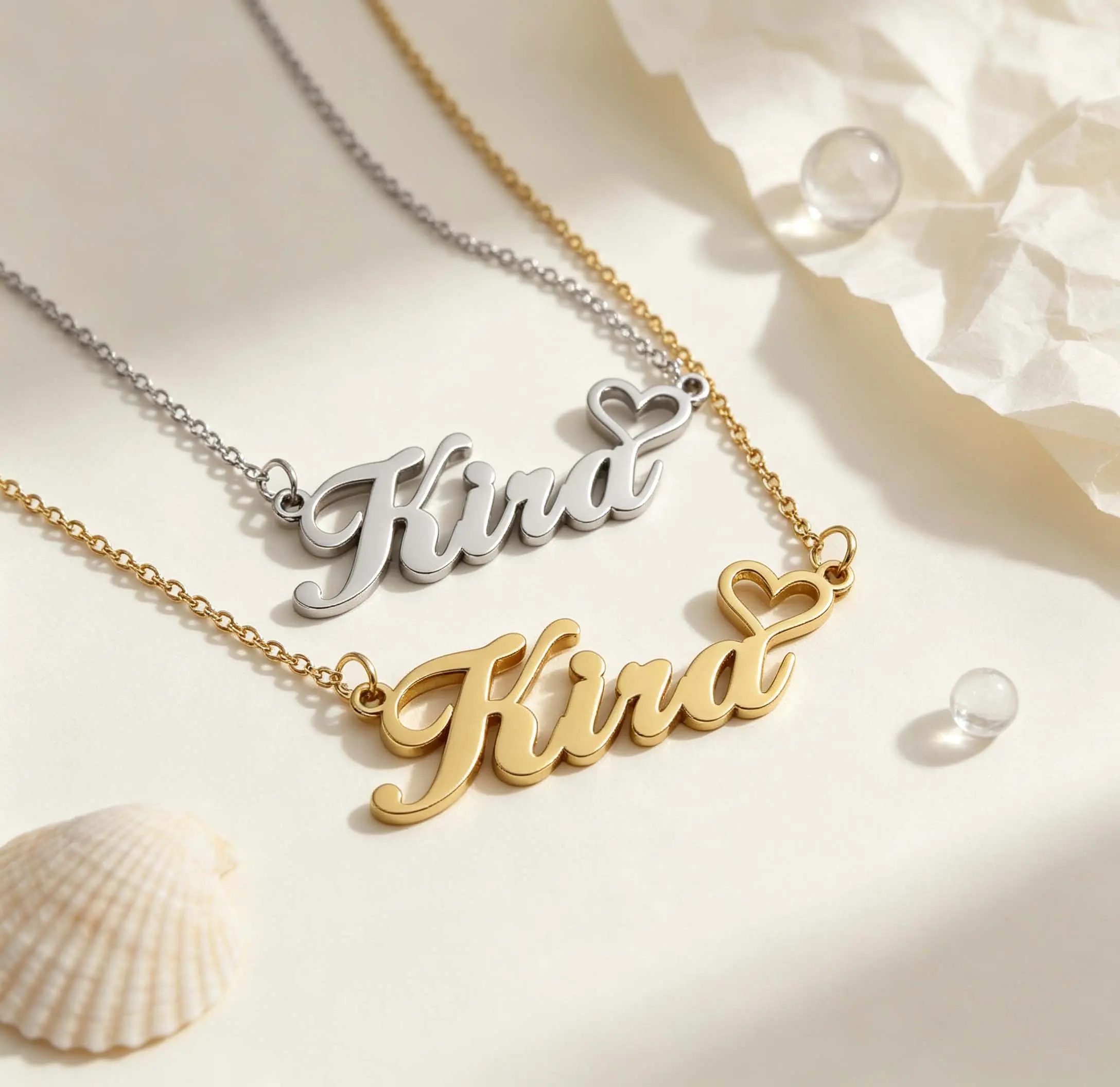 GGIRL 18K Gold-Plated Custom Necklace   Women's Personalized Fashionable Custom Stainless Steel Cut-Out Heart Necklace   Custom English Letter Pendant Collar Bone Necklace   Custom Gifts for Holidays, Birthdays, and Anniversaries