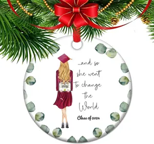 and so she Went to Change The World - Class of 2024 Congratulations Graduation Ornament Graduation Gift for Her Him 2024 High School College Graduation Gifts