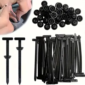 100 Sets Self-Locking Zip Tie Mounts, Push-Type Retainer Clips, Multi-Purpose Wire Harness Fasteners, Automotive Trim Clips & Car Retainers, Cable Management Organizer, Durable for Home Use