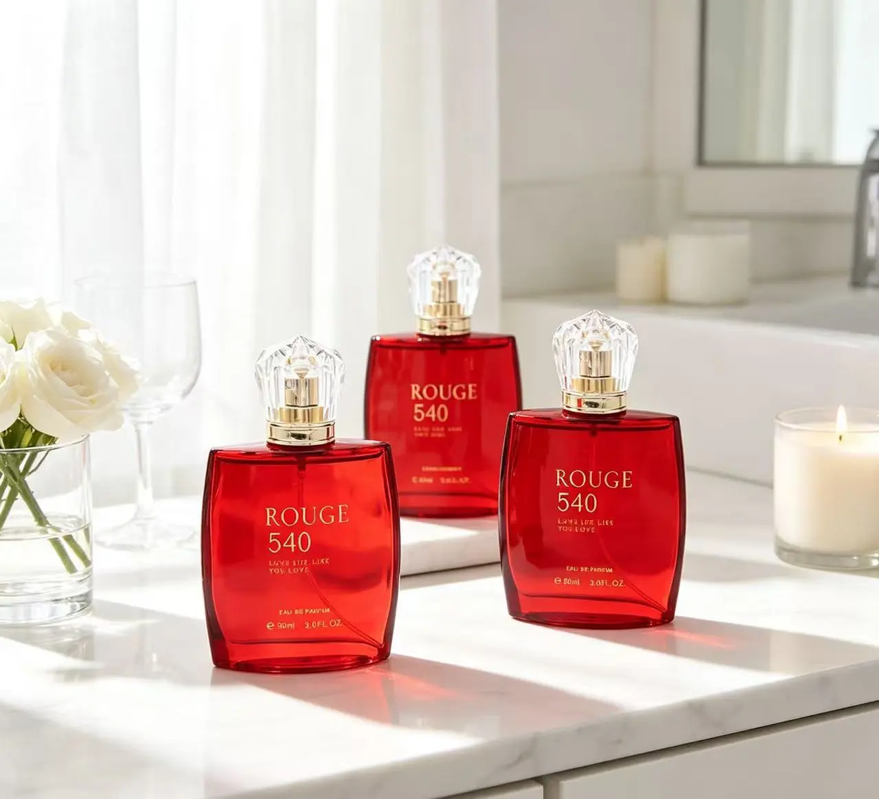 3 Bottles/90ml Signature Gold Crystal & Cap Saffron Jasmine Amber Woody Long-Lasting Luxury Fragrance Edp Scents Aromatic Sweet Scent