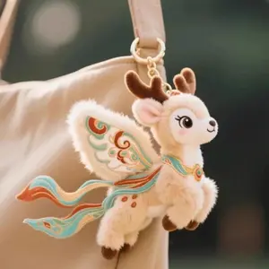 1pc New Dunhuang Flying Cat & Nine-Color Deer Plush Keychain - Dual-Use Bag & Key Charm, Exquisite Craftsmanship, Festive Vibe, Perfect Gift for Friends, Family, School, Office, Parties, And Home Decor