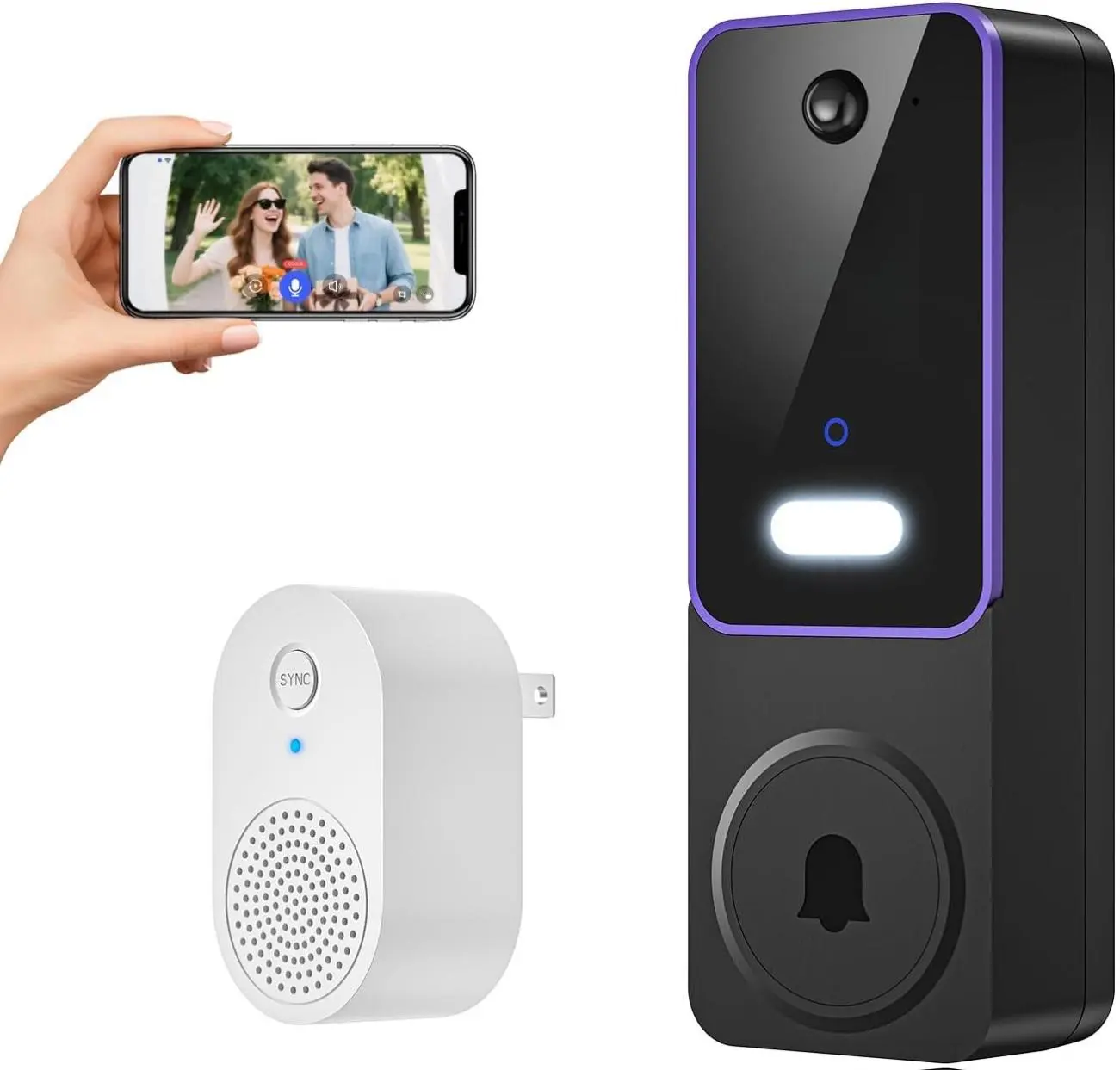 [New deal] - 1080p Wireless Wi-Fi Video Doorbell Camera with AI Motion Detection, Two Way Audio and Night Vision, Cloud Storage, Battery Powered