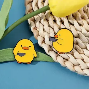 Cute Duck with Knife Enamel Pin pins