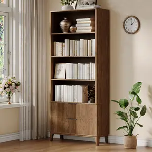 TOKSOM comes with two large drawer bookcases, a tall bookshelf with storage, and a four-layer bookshelf and bookcase with four open cubes, suitable for the living room, bedroom and office