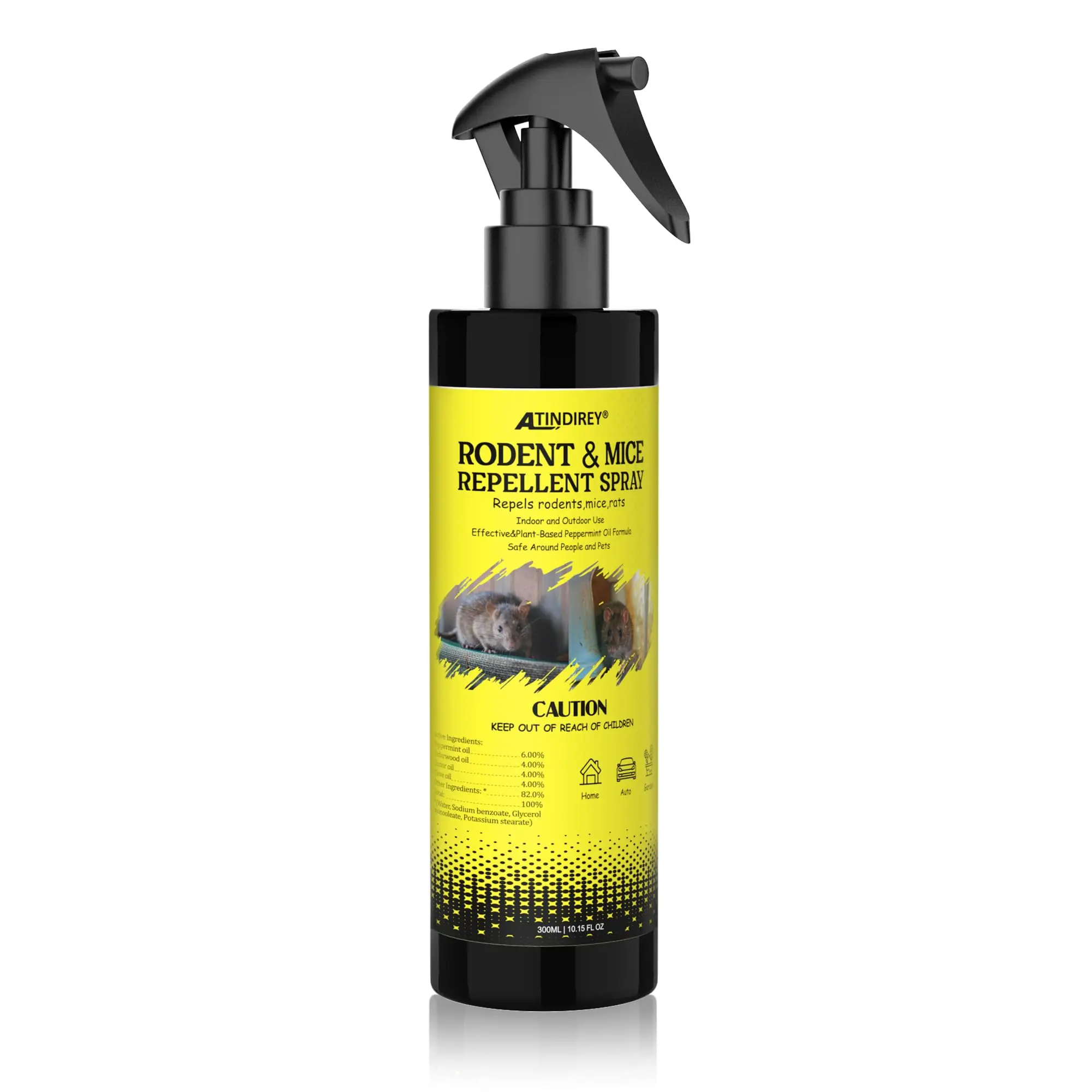 300ml Peppermint Oil Rodent Repellent Spray, Mouse Repellent for Car Engine, Garage, RV, Attic & Outdoor Areas, Ready-to-Use Spray