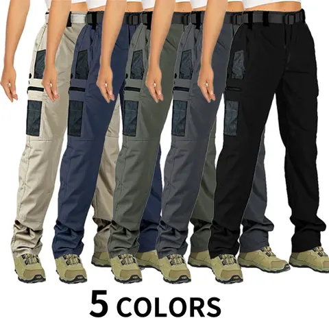 HOMUG Women's Solid Color Tactical Work Pants - All Seasons Basic Heavy Duty Cargo Pants, 230g/m² Durable Multi-Pocket Zippered Fitted Outdoor Training Bottoms (Multiple Colors, Size Up for Looser Fit)