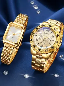 2 couple watches, fashionable business, low-key and simple classic fashion leisure business watch for Valentine's Day, students, graduation, birthdays, the best gift, not including the box, Quartz Watch Set
