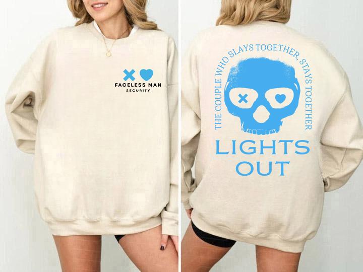 Lights Out Shirt Sweatshirt Hoodie, Navessa Allen Sweatshirt, Blue Skull Navessa Allen Book Sweater, Dark Romance Hoodie, Into Darkness Shirt