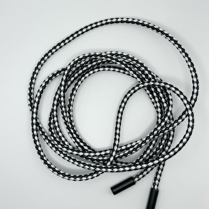 Tie-up Black&White Braided Rope belt in soft leather