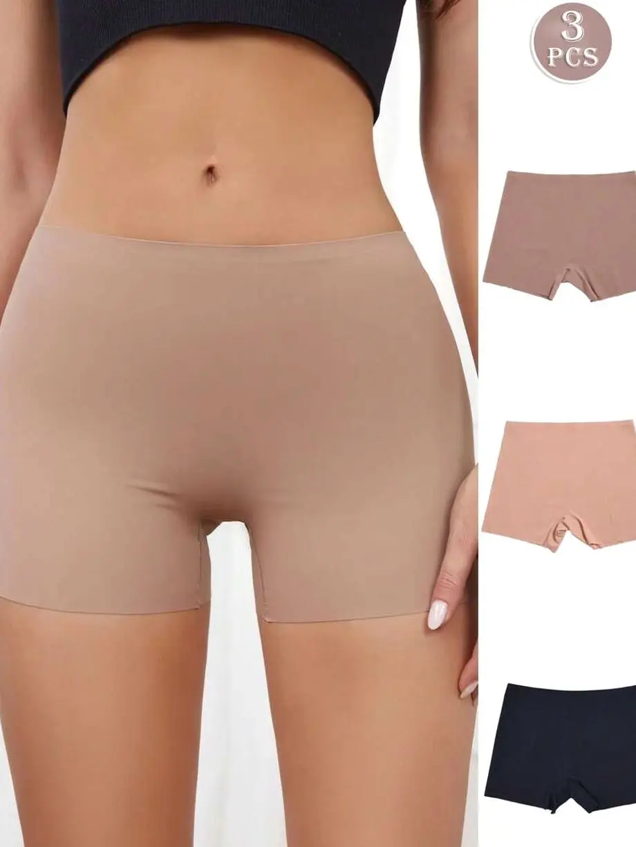 3 Pack Seamless Stretchy Boxer Shorts, Breathable No-Show Comfortable Underwear