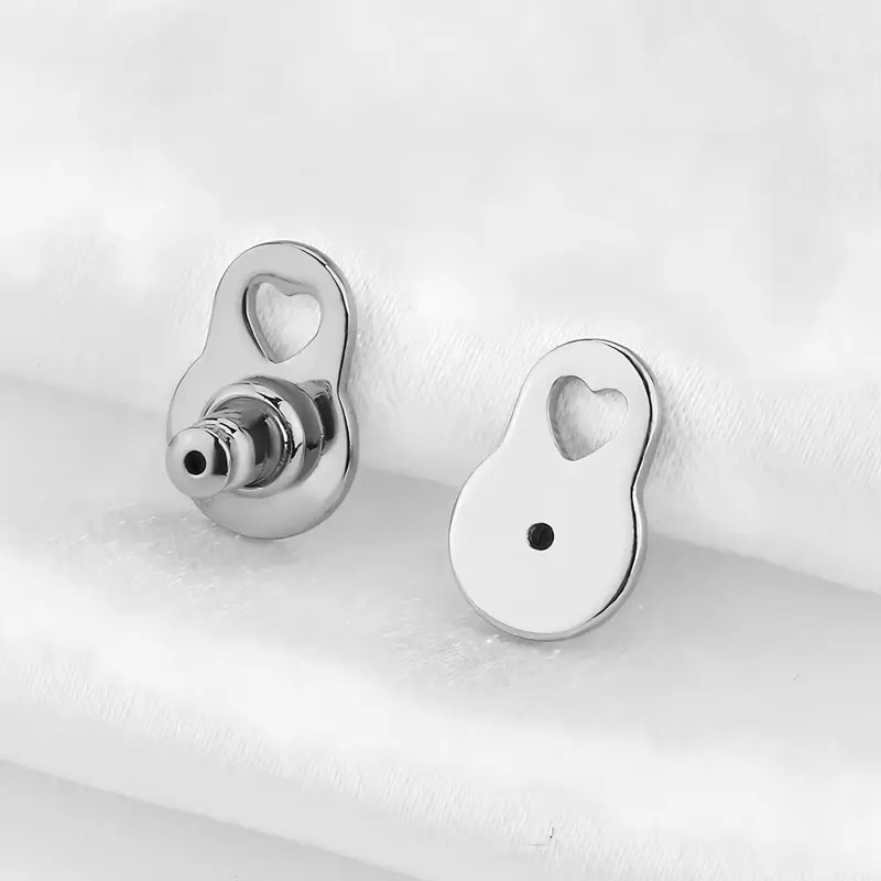 Sicbumi Female 2PCS 14K Gold Plated Earring Lifters - D/Heart-Shape Backs for Heavy Studs, Droopy Ears - Helps Prevent Drooping, Daily Comfortable Jewelry Accessory Mother's Day Gift