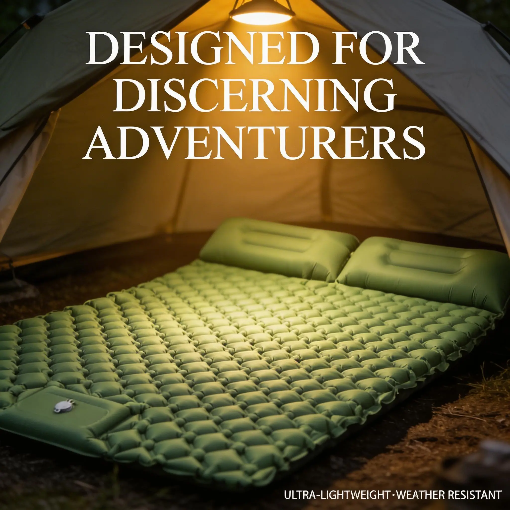 Army Green Ultralight Double Inflatable Camping Mattress - 190x120x5cm Nylon TPU Cot Pad, Medium Firm Foldable Dual-Use Cot Pad, 1.2kg Compact Size Camping Accessories, Insect-Proof for Outdoor Camp,RV Bunk