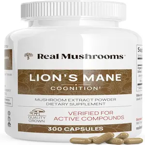Lion's Mane Capsules - Organic Mushroom Extract for Focus & Memory - 300 Vegan Capsules - USDA Certified Organic - Hot Water Extracted - No Fillers or Preservatives