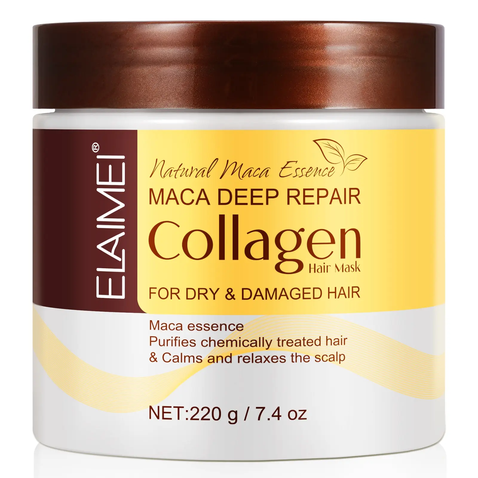 Elaimei Collagen Hair Mask Essence 220g, Contains Moroccan Argan Oil and Collagen, Suitable for Dry Damaged Hair, Hydrates Dry Hair, Winter Hair Care, Deep Nourishing Repairing Hair Treatment