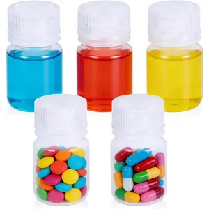 1 oz Wide Mouth Lab Reagent Bottle Laboratory Grade Chemical Container Sealed Leak-proof Translucent HDPE Bottle Pill Water Sample Bottle 5 Pcs