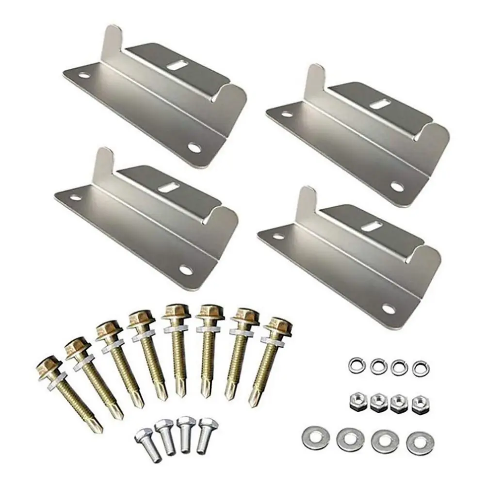 4-Pack Lightweight Aluminum Solar Panel Mount Z Brackets, Aluminum Bracket Holder for RV, Roof Use, Aluminum Alloy Bracket, Mounting Brackets