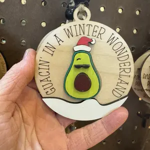 Wooden Guacin in a Winter Wonderland Ornament