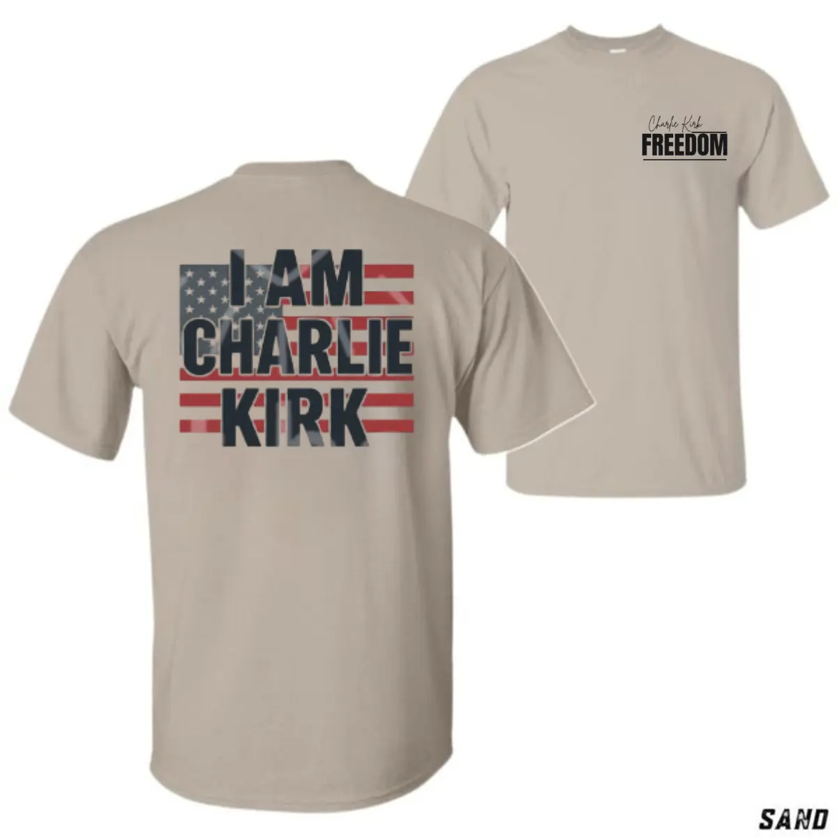Unisex Fitted Cotton Short-Sleeve Casual T-Shirt, Garment-Dyed Heavyweight, Conservative Christian Themed, Profits Donated to Turning Point USA (I Am Charlie Kirk) - KitchenEra