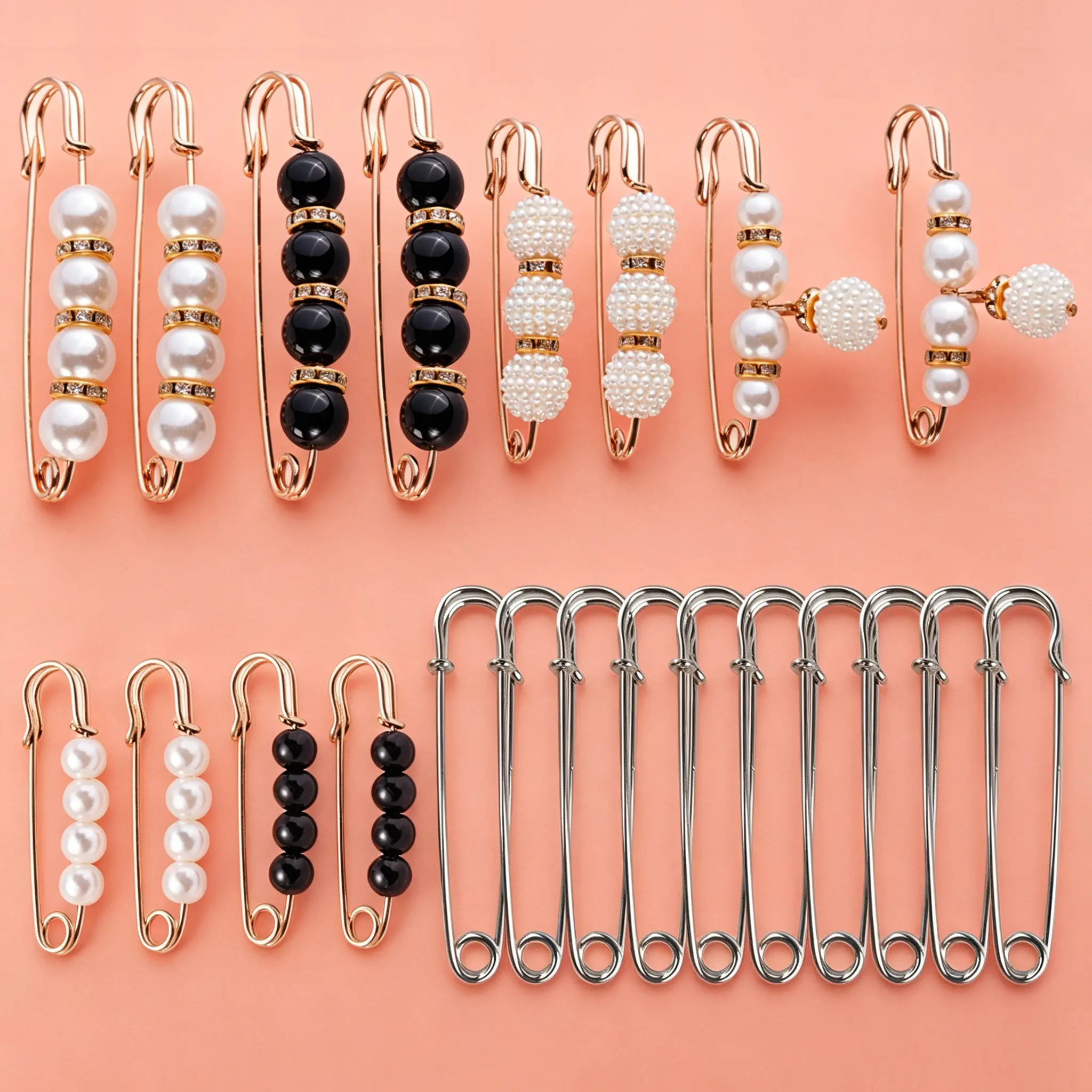 22 Pieces Pearl Brooch Safety Pins Button, Pant Waist Tightener Pins for Clothes Sweater Shawl Collar Dress Cardigan Shirt Jeans Decoration Accessories for Women Girls