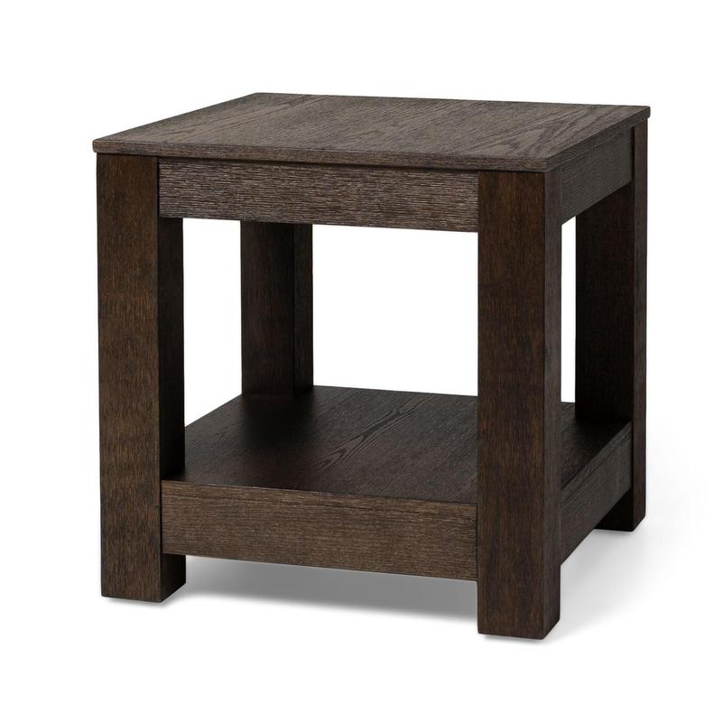 Maven Lane Paulo Wooden Side Table in Weathered Brown Finish