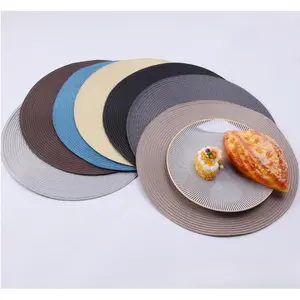 Durable Braided Round Placemats, Washable Non-Slip PP Table Mats, Heat-Resistant Solid Color Placemats for Dining Table, Essential Home