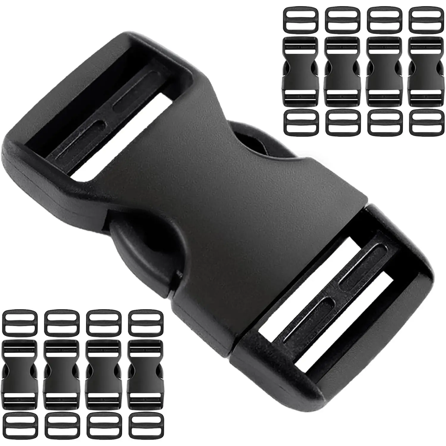 8 Set 1 inch buckles for straps Clip Quick Side Release Buckles,buckle straps with 16 count Slide Clips,plastic buckle clips Belt Buckle for Nylon Webbing Straps,belt buckles, Collars