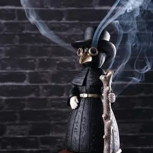 2026 Upgrade Plague Doctor Incense Holder, Plague Doctor Cone Burner Eyes Will Smoke, Handmade Craftfor Desktop Resin Ornament for Home Decoration, Effective Stress & Anxiety Relief. (Large Doctor)