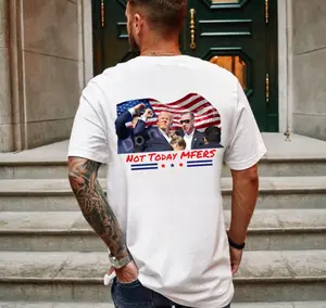 Not today MFERS- Trump Strong 2024 - Unisex Tee Menswear Top Print Tshirt Streetwear Crewneck Tropical Casual Shortsleeve White