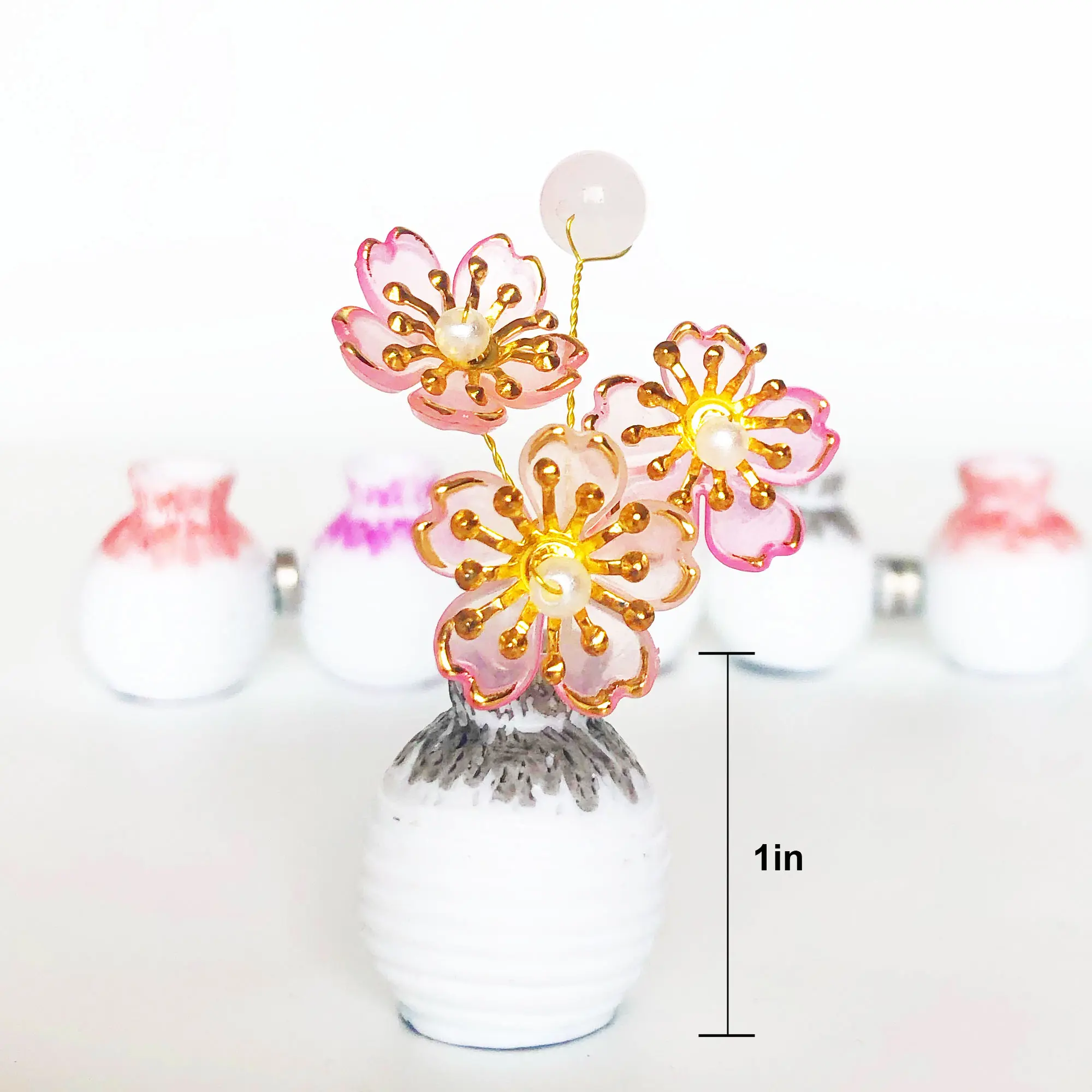 6PCS Handmade Magnetic Nordic-Chinese Style Cute Mini Resin Flower Vase Fridge Magnets with DIY Craft Materials, Kitchen & Office Fridge Decor, Gift for Women