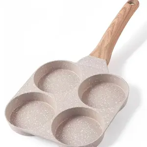 4-Cup Nonstick Granite Omelette Pan/ Round Cookware Egg Frying Induction Pancake Maker Sausage Fry