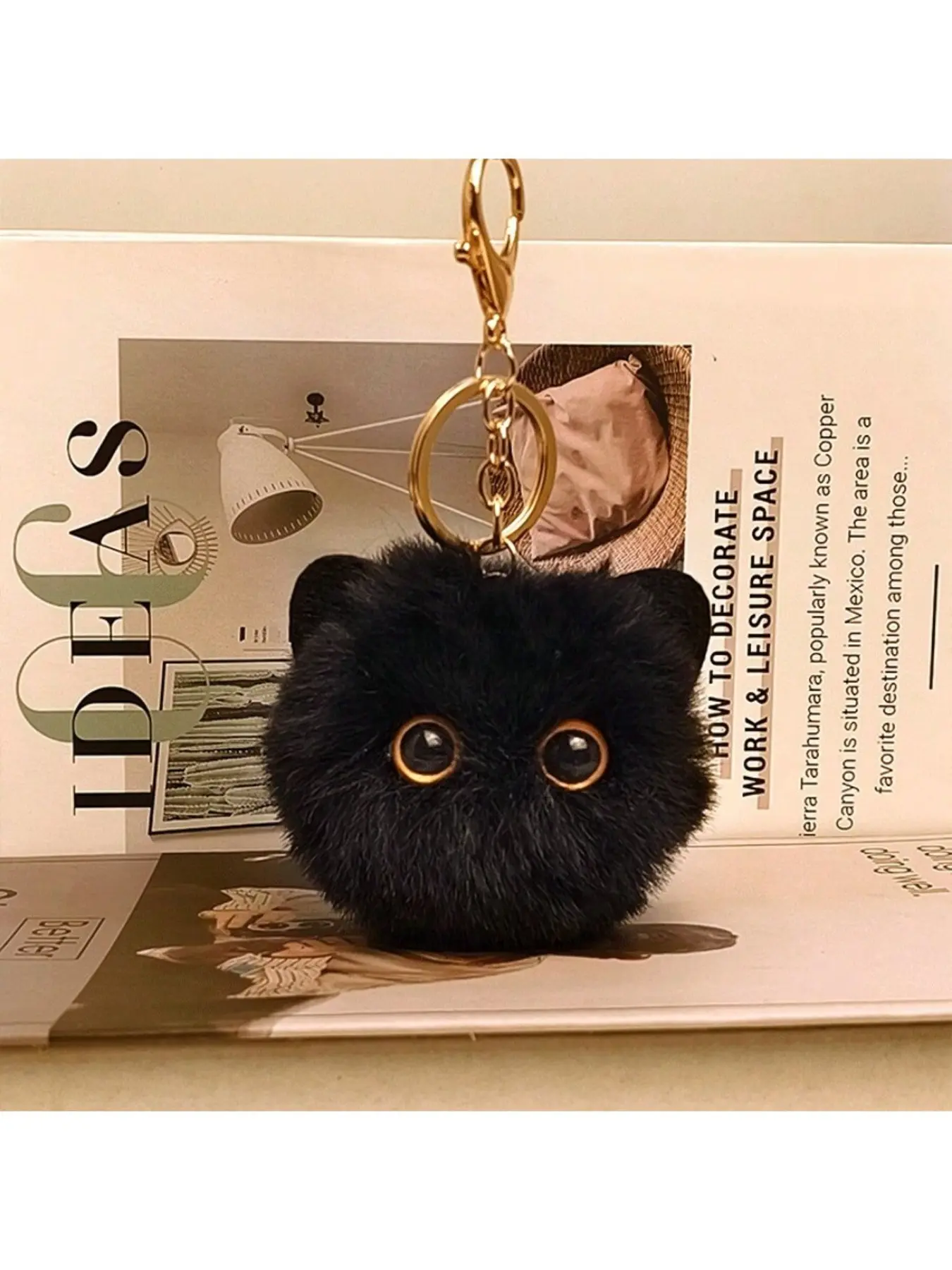 Cute Fuzzy Cat Plush Keychain, Cat Keychain, Fluffy Cat 
