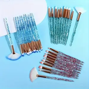 10pcs Sparkling Crystal Makeup Set, Complete Professional Series Makeup Brushes, Including Foundation, Eye Shadow, Blush Brushes with Crystal Handles, Suitable All Skill Levels, Beginners to Professionals