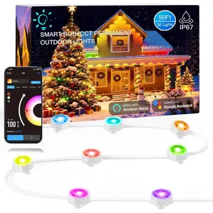 50FT Permanent Outdoor Light with 36 LED Lights,  RGB Color-Changing Eaves Lights,  Exterior Lights for House Trim, App Control,  for Christmas,Holidays,Daily Lighting