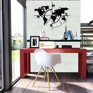 A Single - Piece Metal World Map Compass. It's A Stylish Wall Decoration and Sign, Doubling As World Map Wall Art, Adding Elegance To Home Decor.Festival Statue Decorations