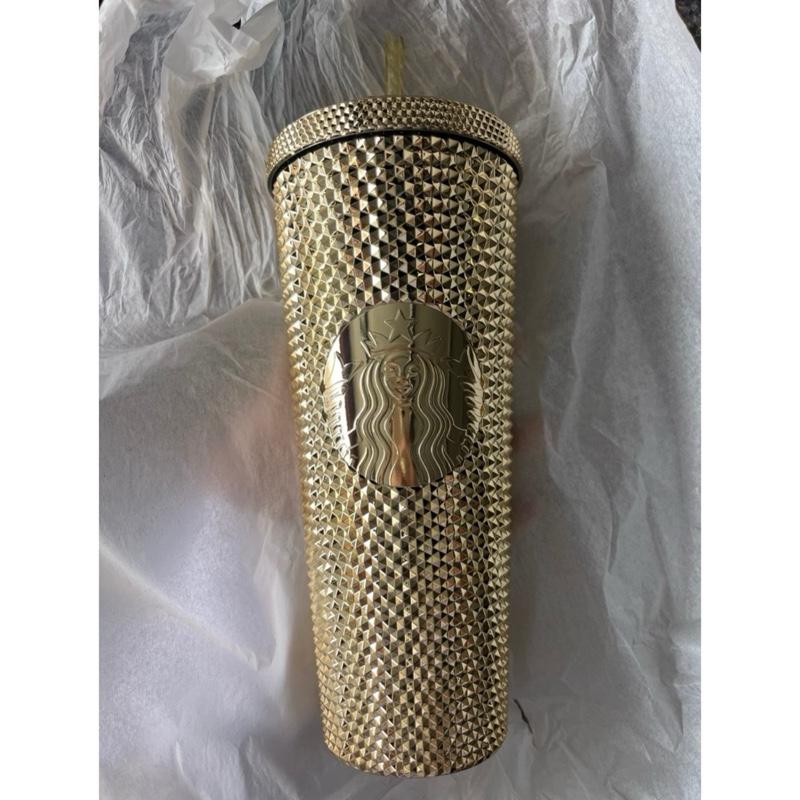 Starbucks New Holiday Gold USA Bling Studded Venti 24oz Tumbler