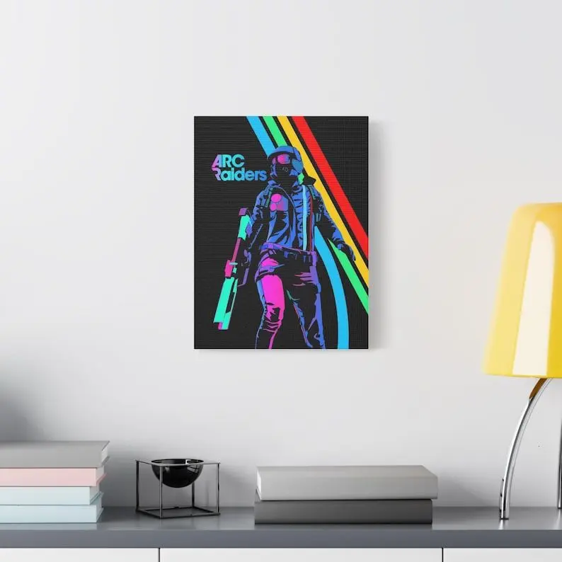 [ GAMING POSTER SALES UPTO 50%]Neon ARC Raiders Gaming Canvas Retro Arcade Raiders Poster Video Game Emote Gamer Gift Distressed Vintage ARC Stripes